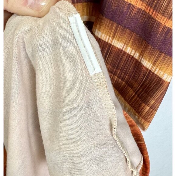 Prana Viana Sleeveless Dress Size Small Orange Brown Stripe Blurred Sunset Vneck - Picture 5 of 8